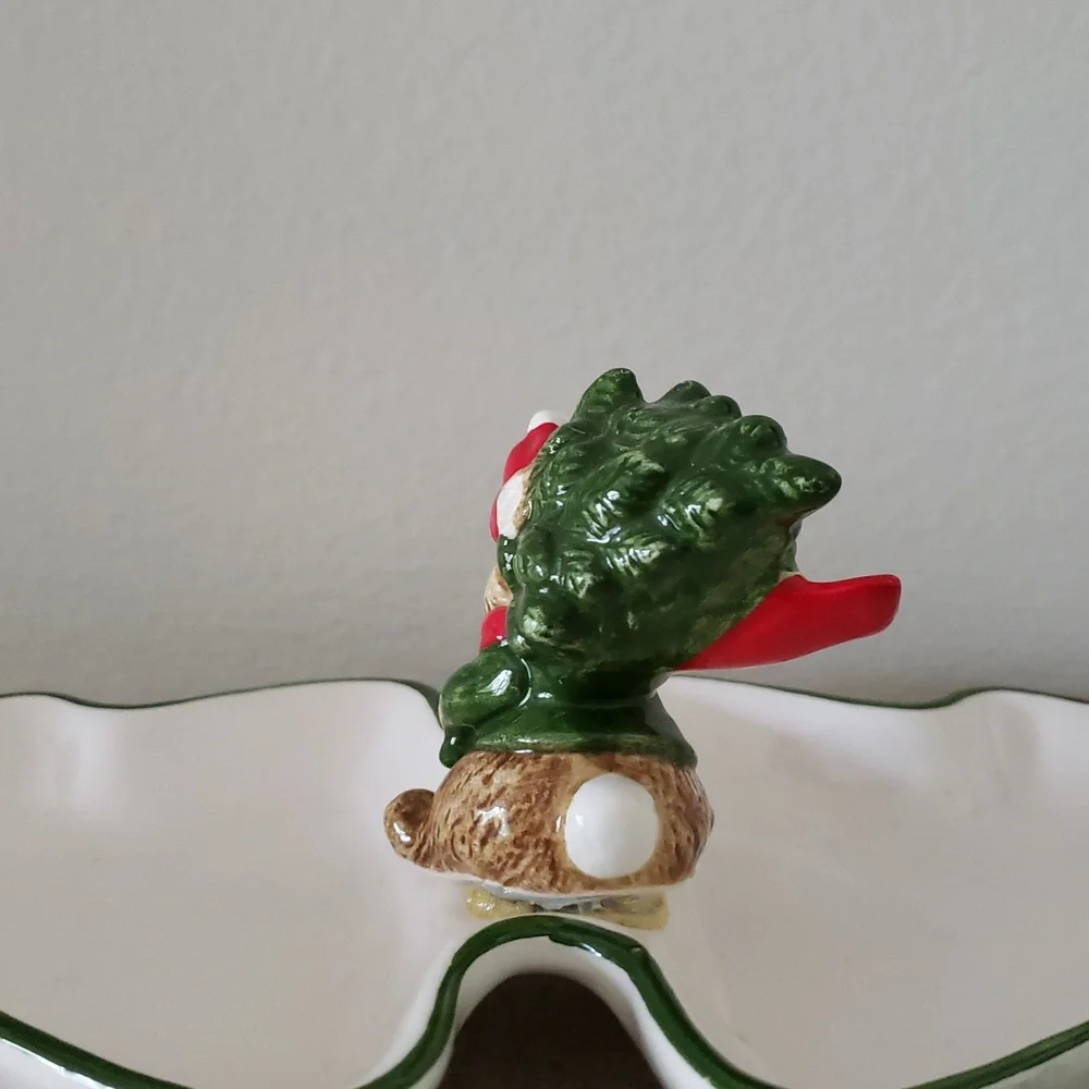 Holiday Bunny Ceramic Candy Dish
